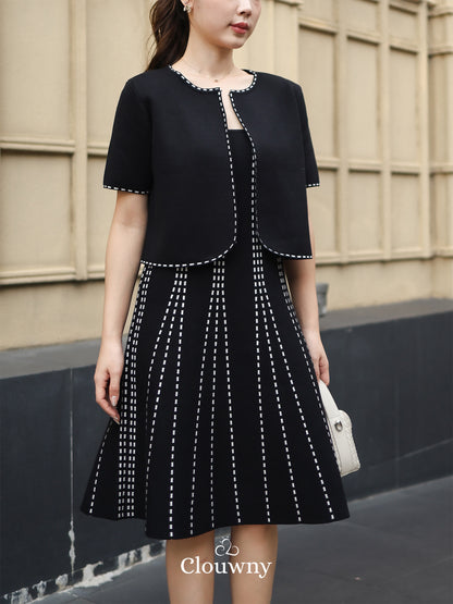 Girona Stitches Knit Set - Black