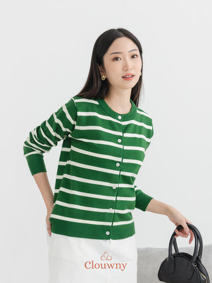 Naomi Stripes Cardigan - Green