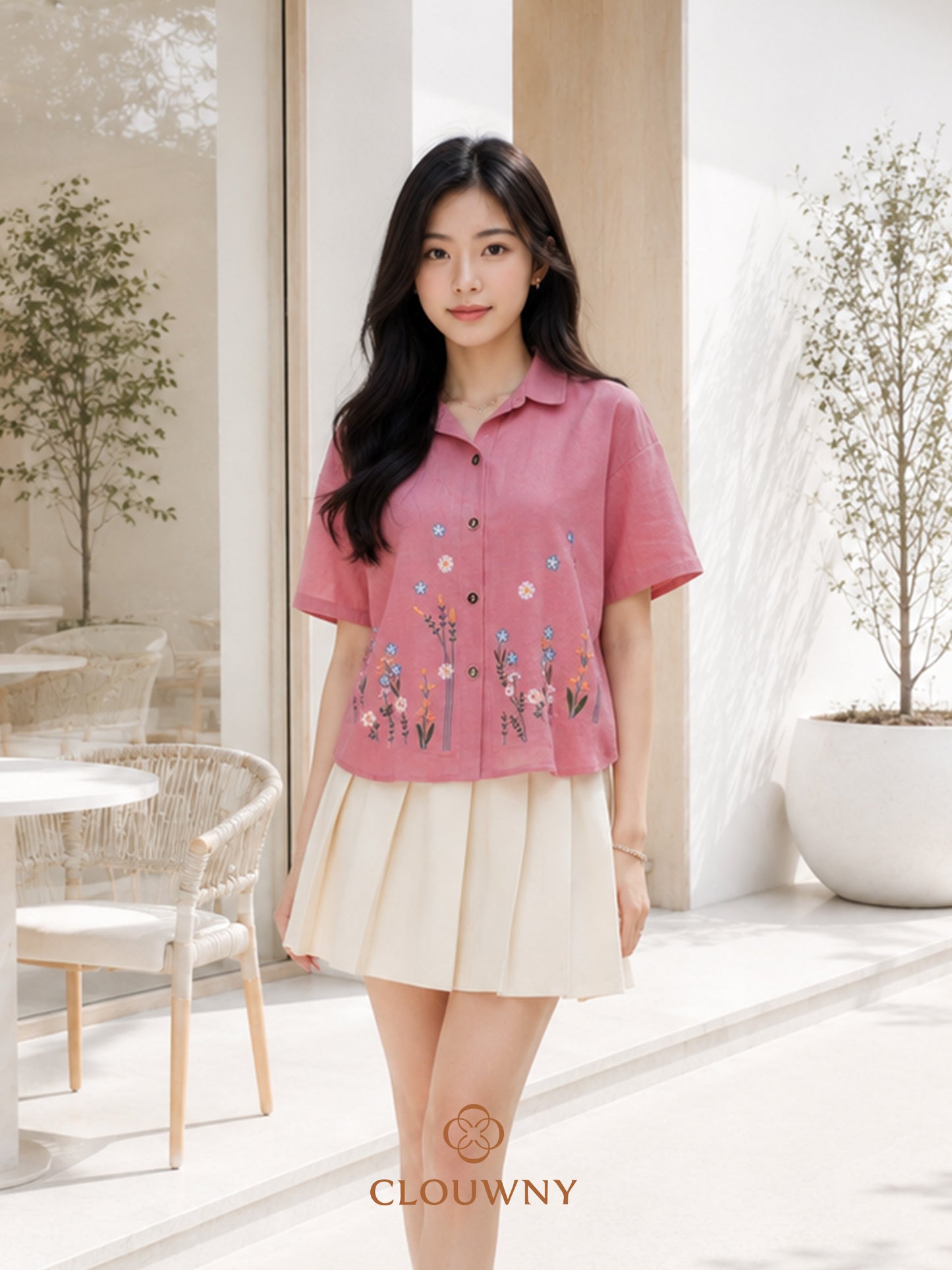 Chills Flower Cotton Shirt - Pink