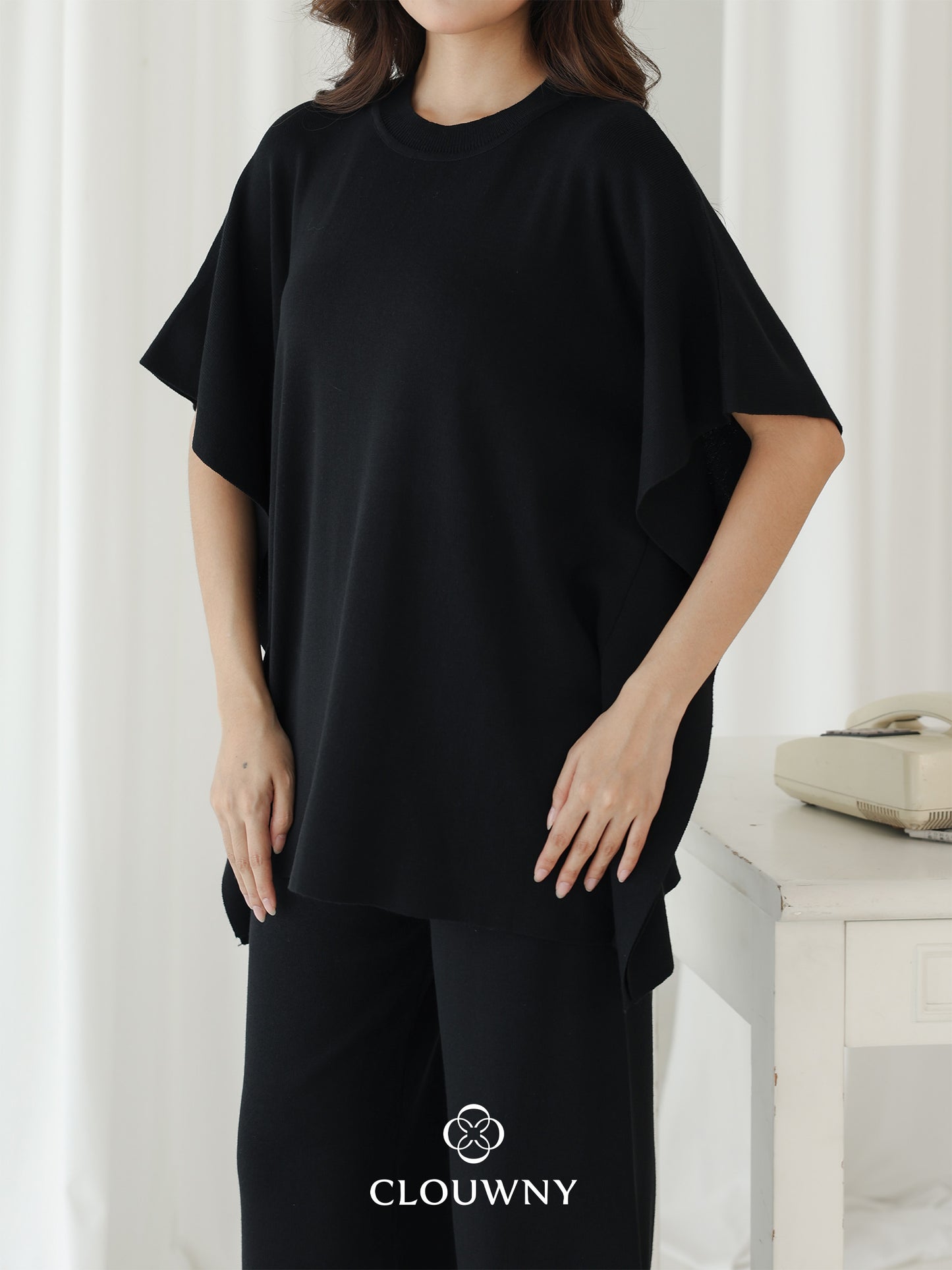 Joel Batwing Knit Set - Black
