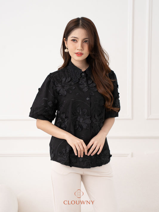 Daren Lace Shirt - Black