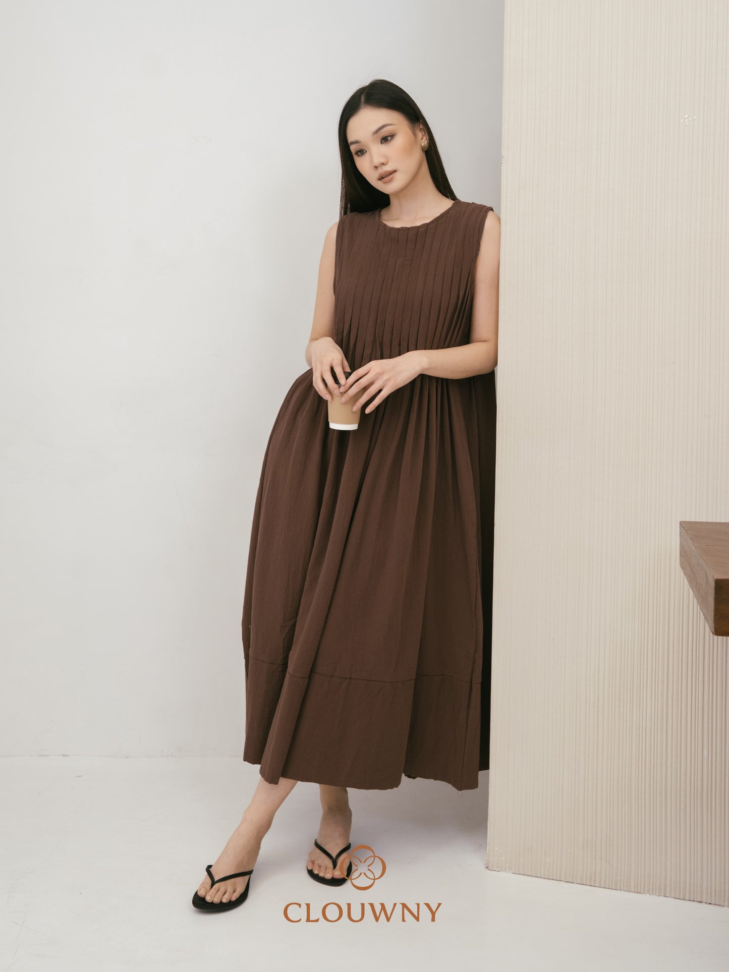 Siena Linen Maxi Dress - Coffee
