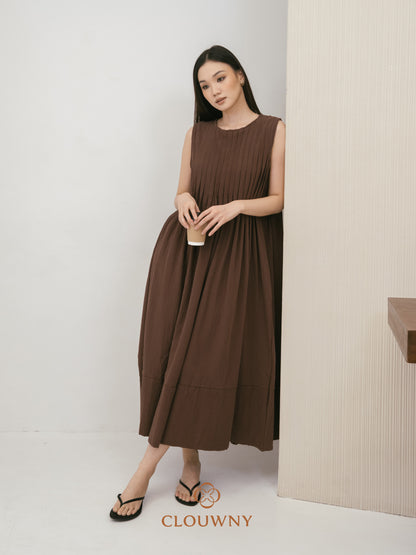 Siena Linen Maxi Dress - Coffee