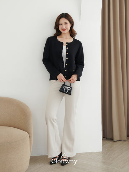 Luxen Button Cardigan - Black