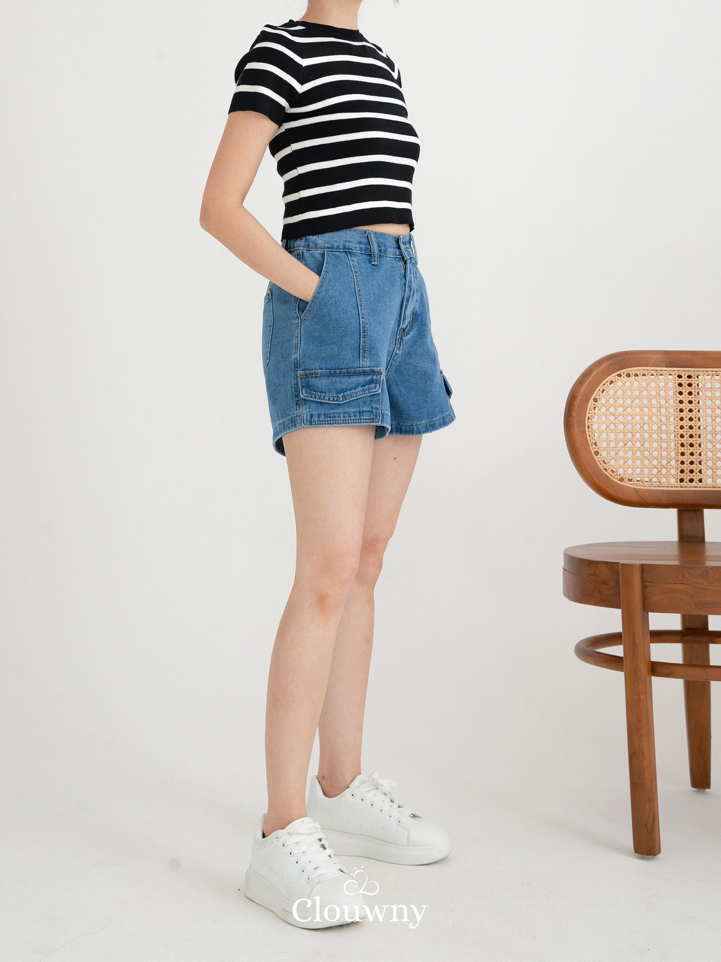 Plush Pocket Short Pants - Light Blue