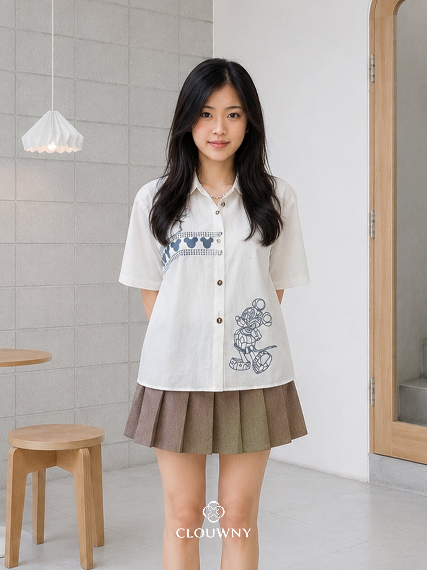 Four Grafis Button Cotton Shirt - White