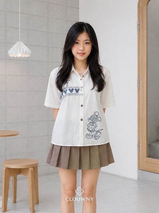 Four Grafis Button Cotton Shirt - White