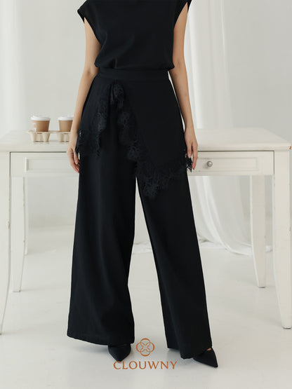 Mercy Lace Cullotes Pants - Black