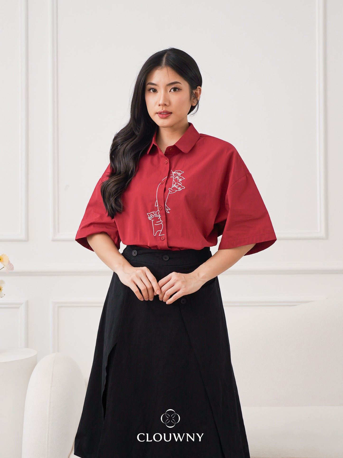 Bridget Cotton Blouse - Maroon