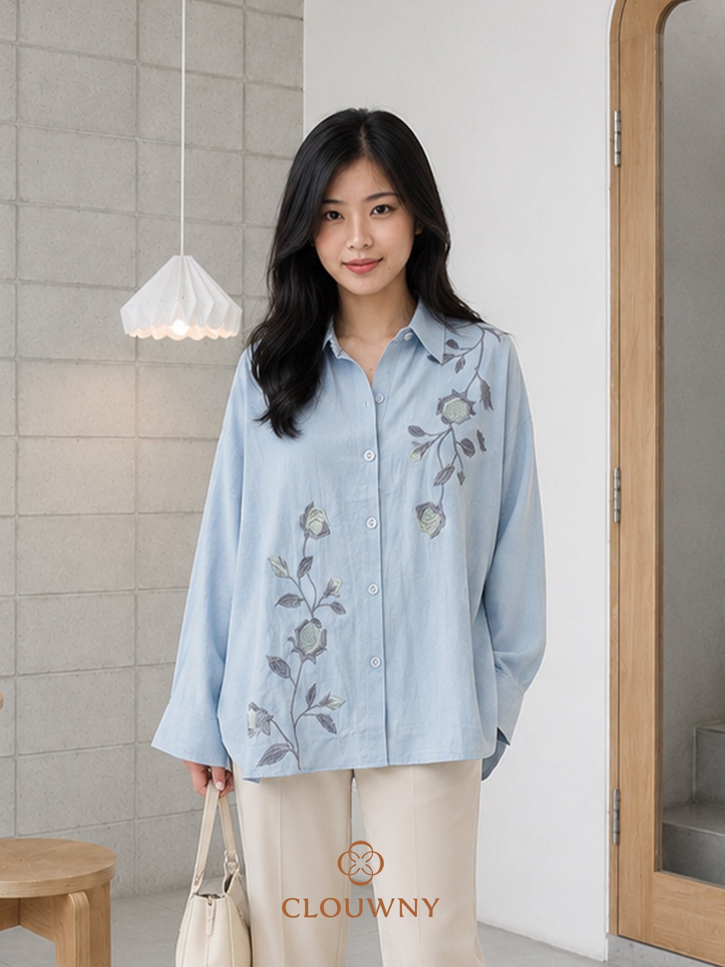 Vinda Button Cotton Longsleeve - Blue
