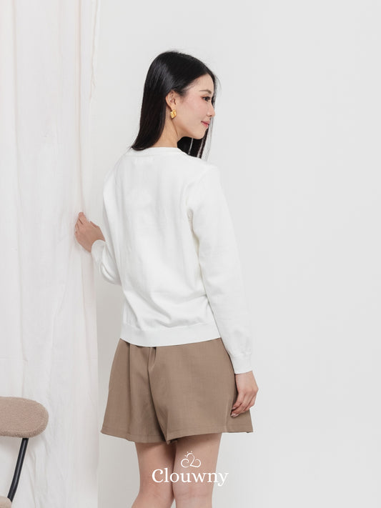 Oxa Button Knit Cardigan - White