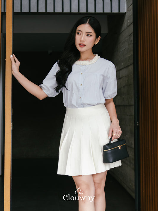 Machi Collar Lace Blouse - Blue