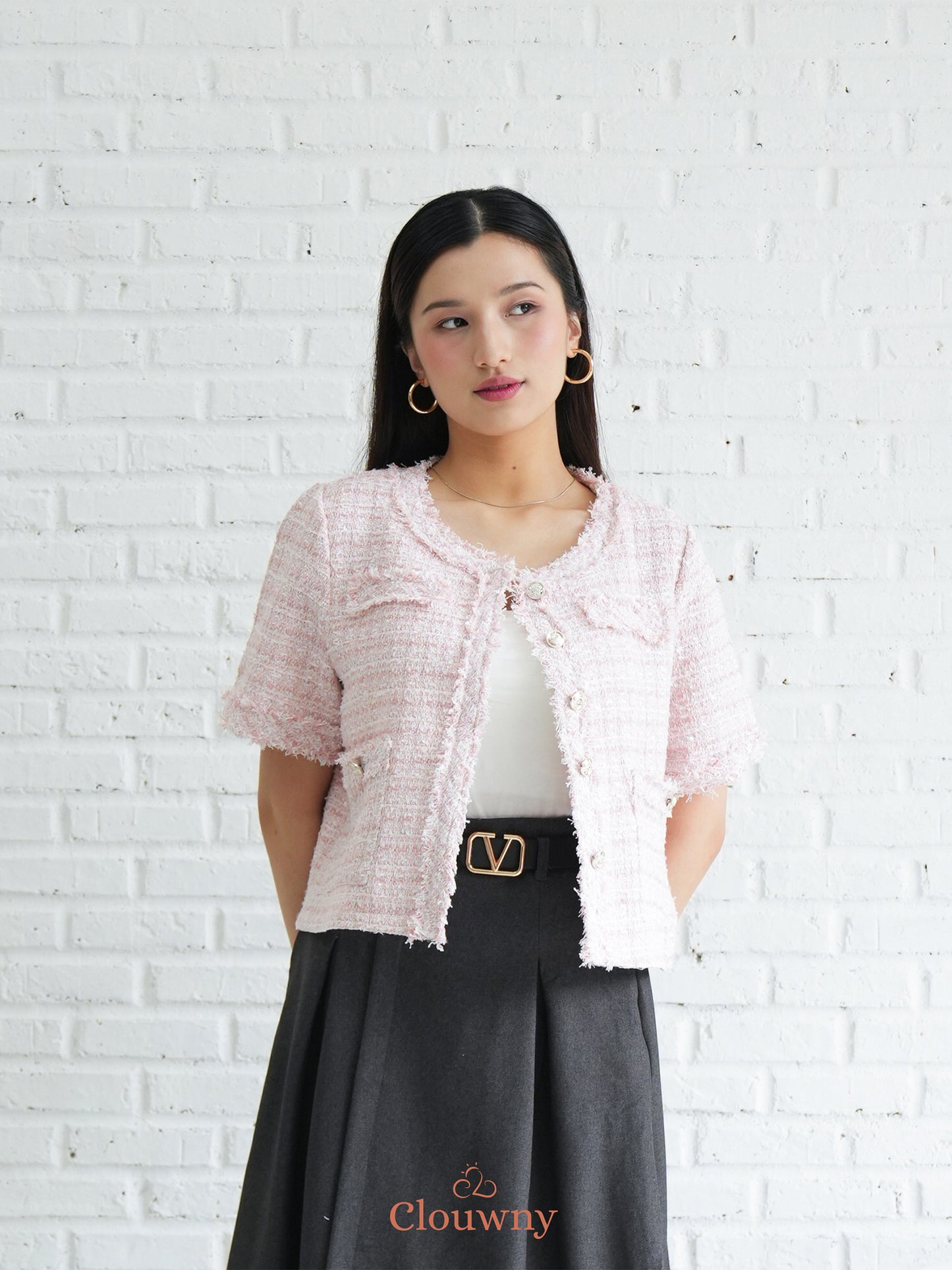 Michigan Tweed Top - Pink