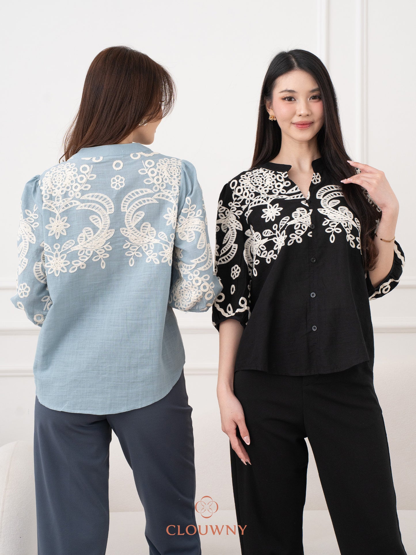 Indira Lace Blouse - Blue
