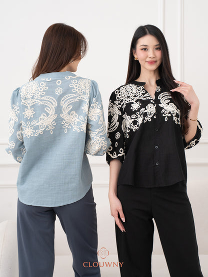 Indira Lace Blouse - Blue