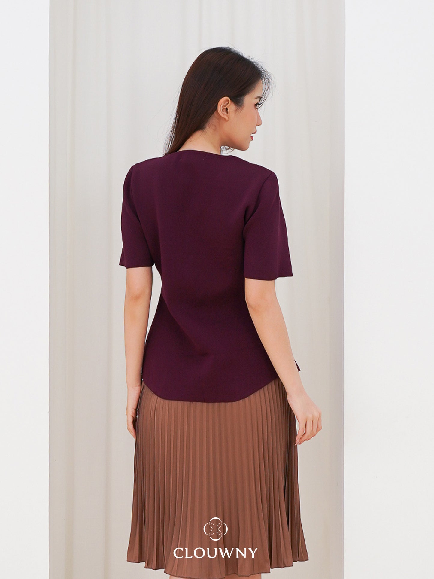 Valencia Peplum Button Top - Magenta