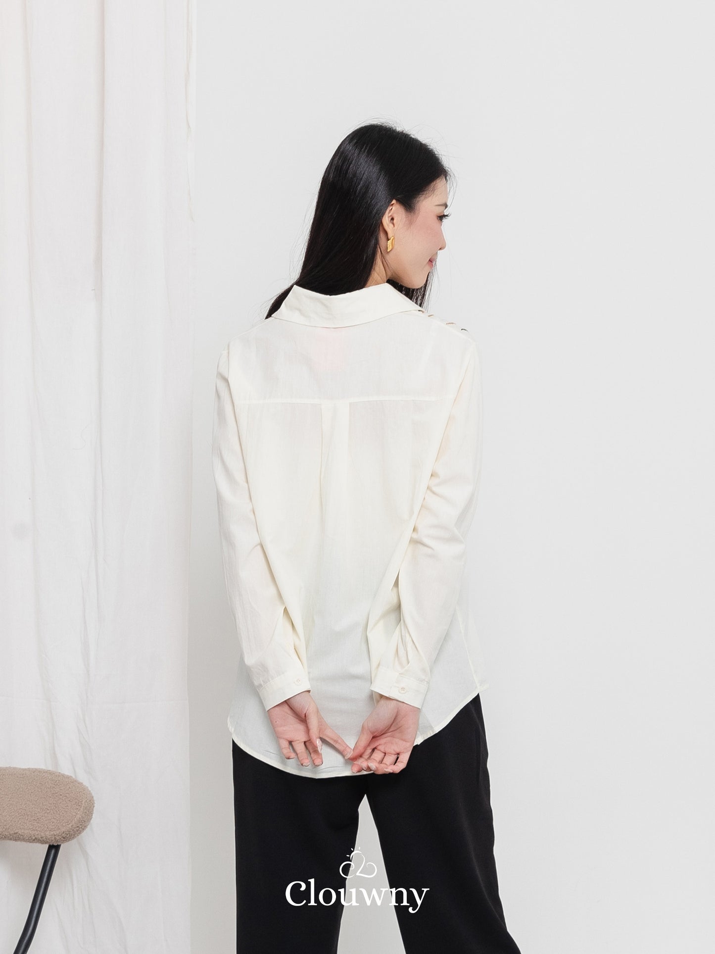 Katerin Flower Shirt - Cream