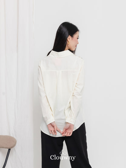 Katerin Flower Shirt - Cream