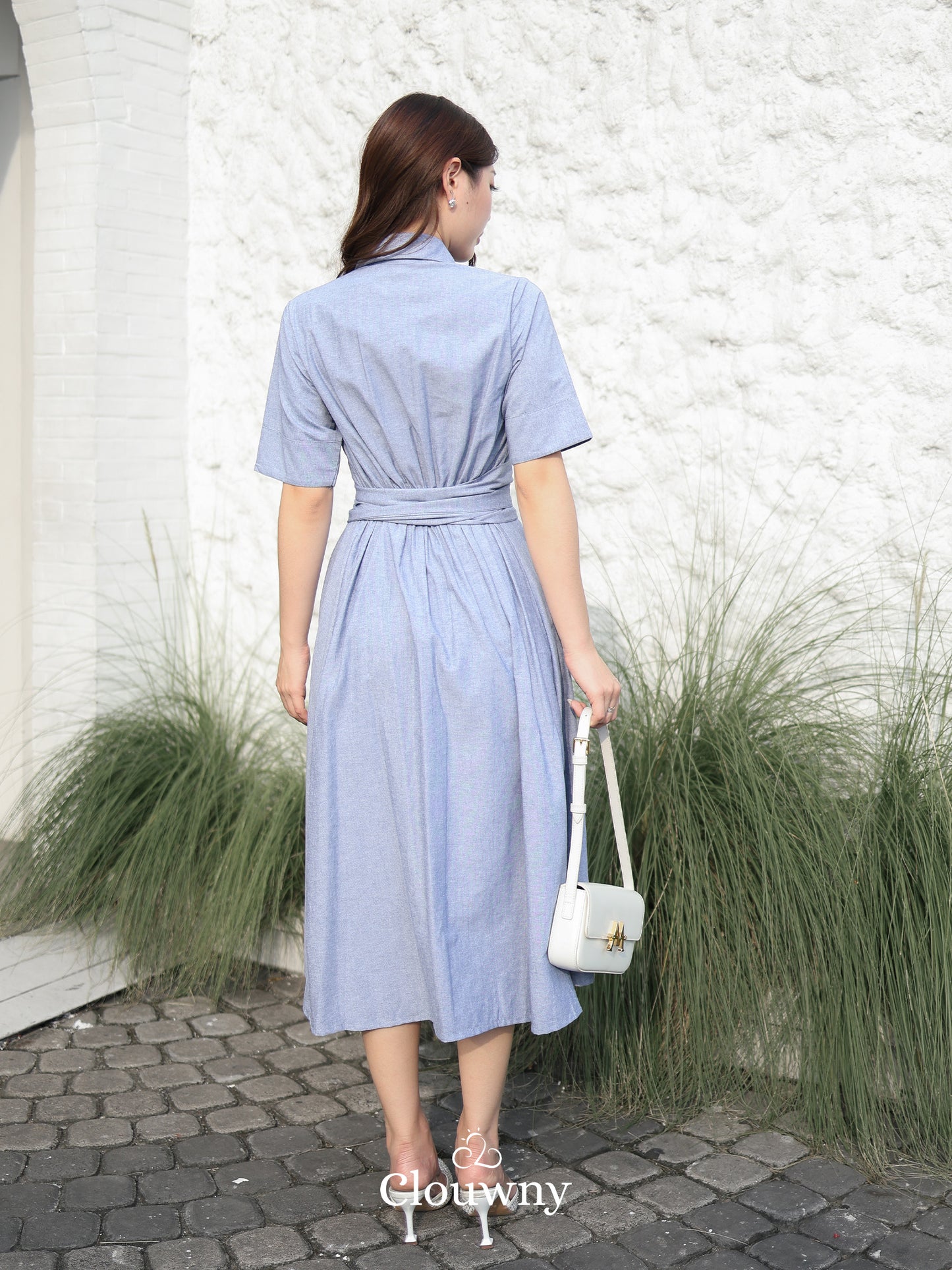Standford Button Dress - Blue