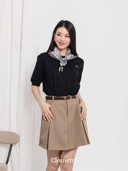 Libra Scarf Knit Top - Black