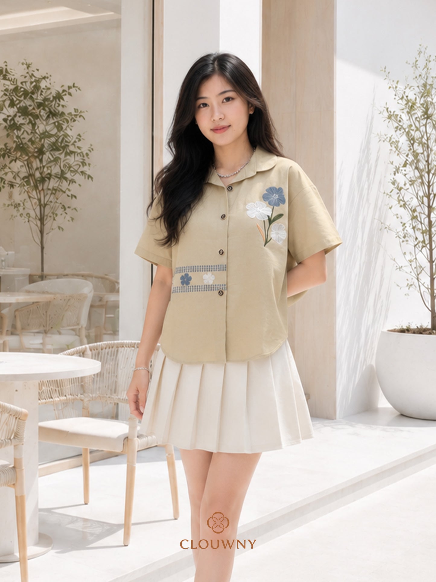 Makita Flower Cotton Shirt - Khaki