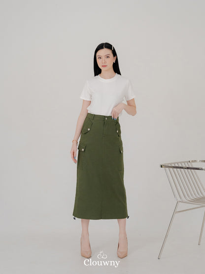 Dex Cargo Denim Skirt - Army