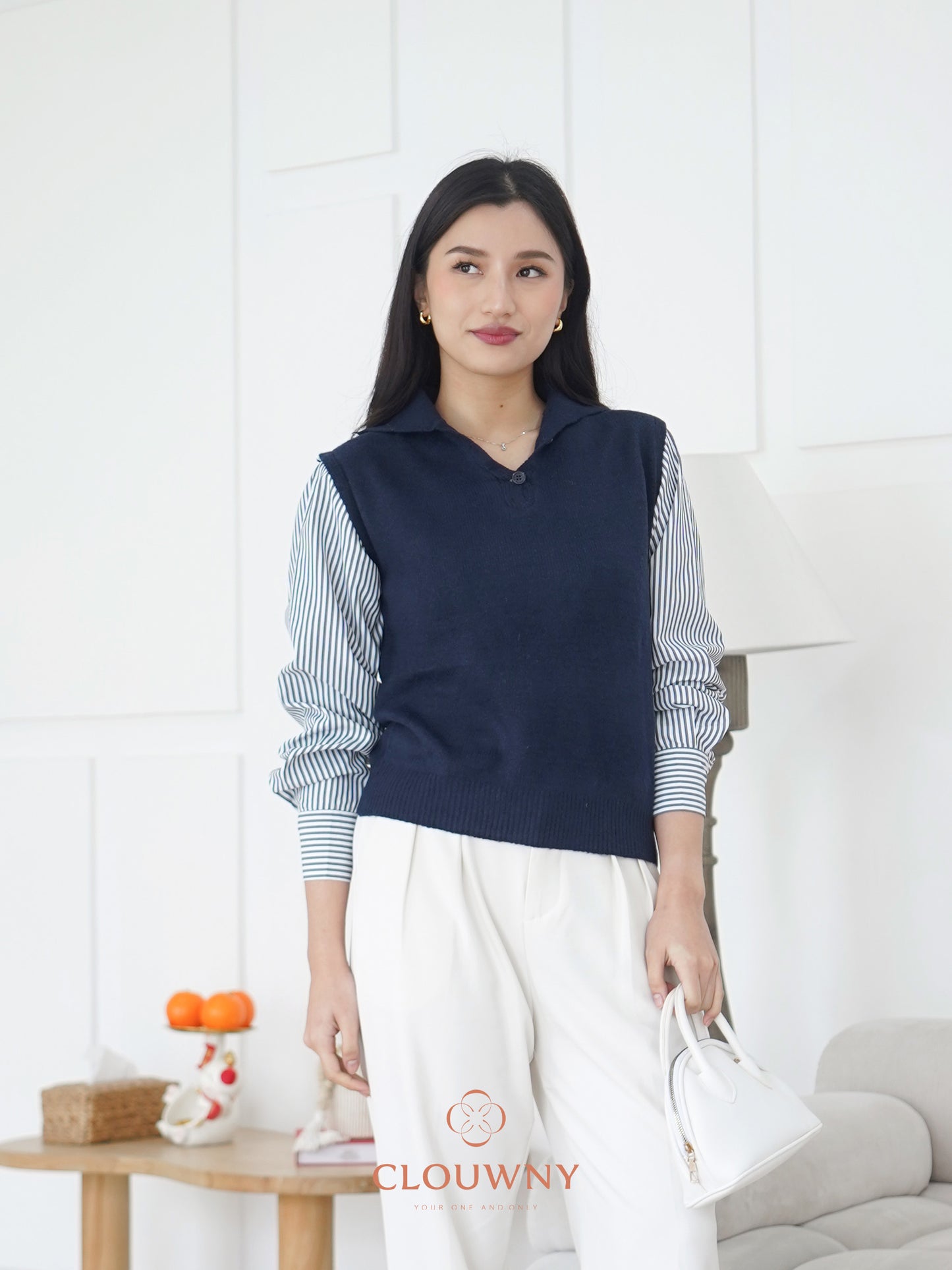 Enji Combi Stripes Top - Navy