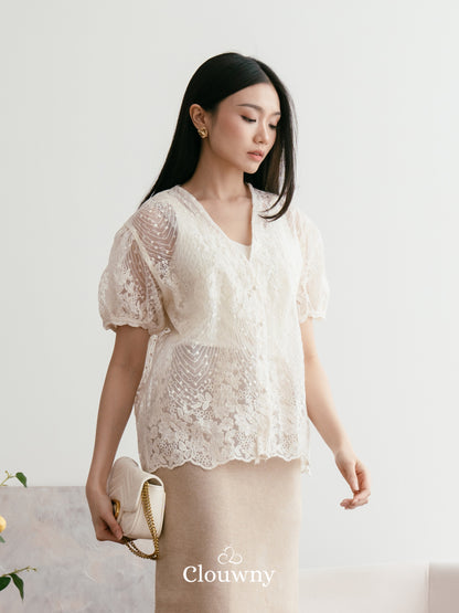 Lotus Lace Blouse - Cream