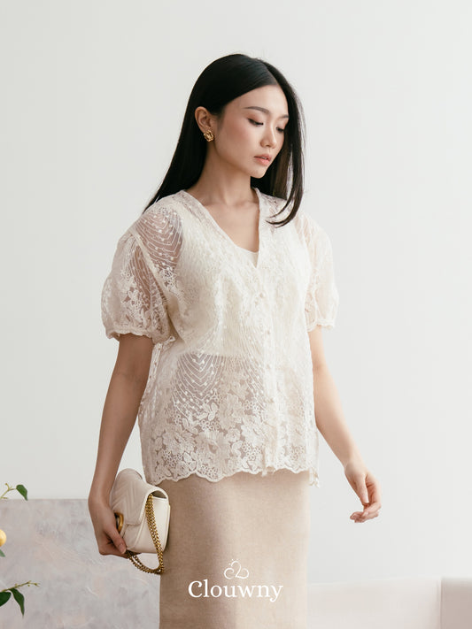 Lotus Lace Blouse - Cream