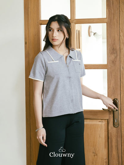 Mesa List Zipper Top - Grey