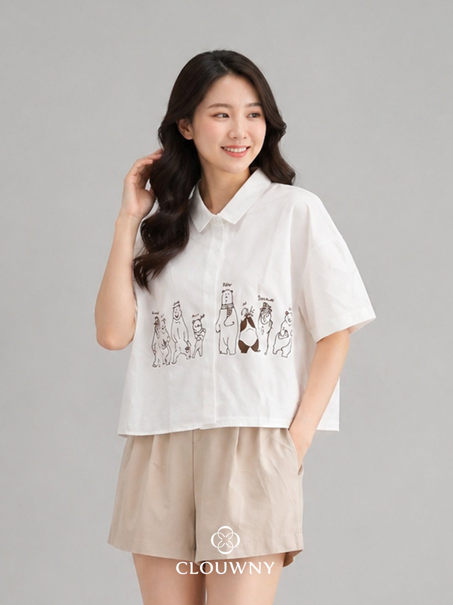 Bear Cotton Shirt - White