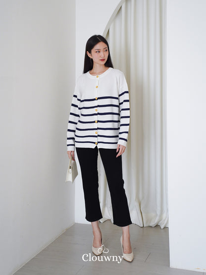 Memphis Stripes Knit Cardigan - White