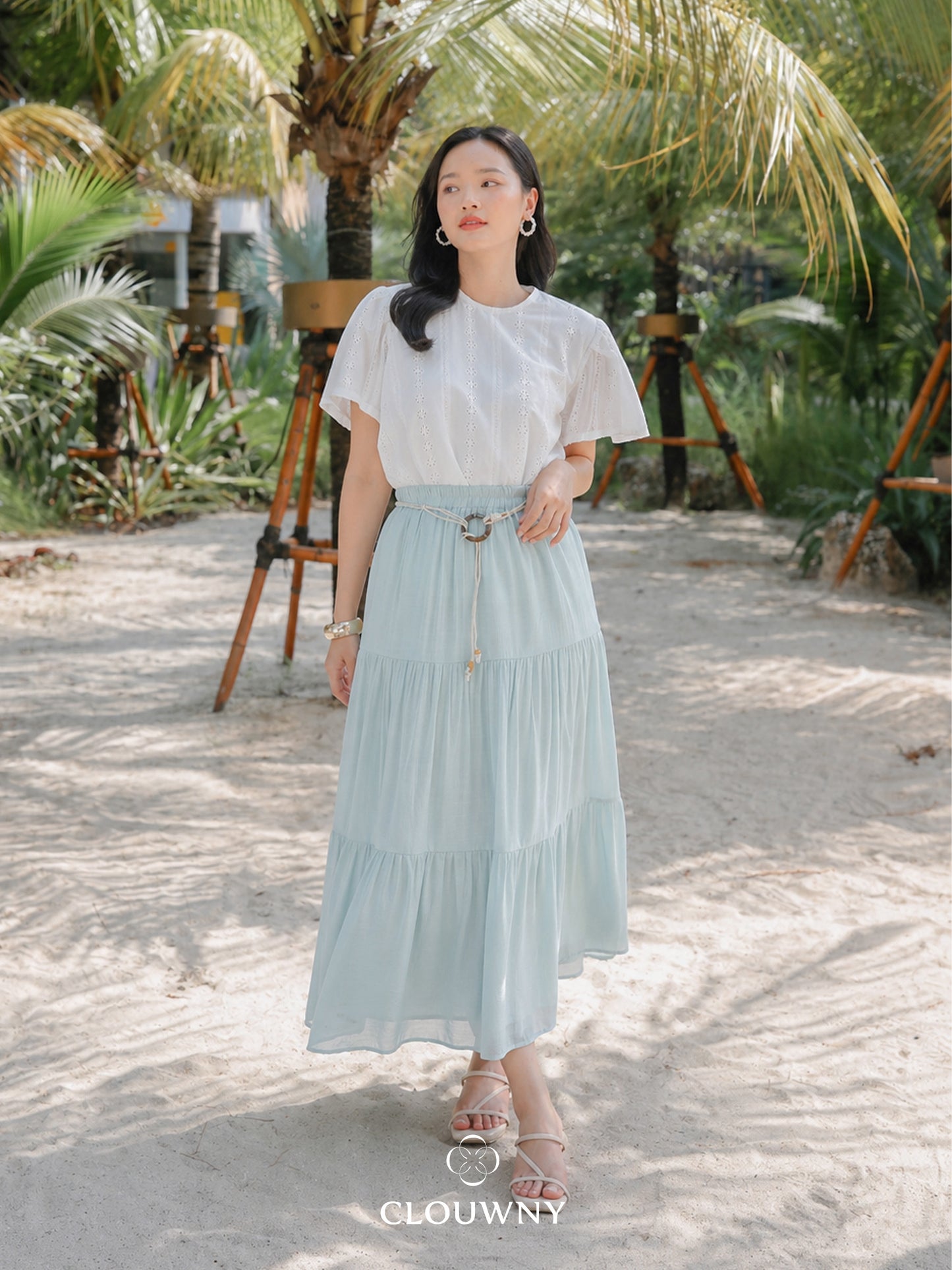 Summer Maxi Linen Skirt - Mint