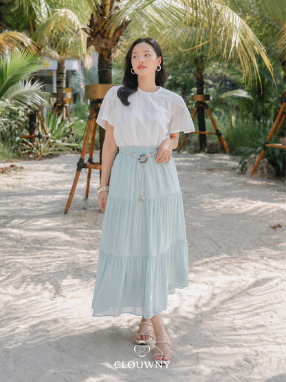 Summer Maxi Linen Skirt - Mint