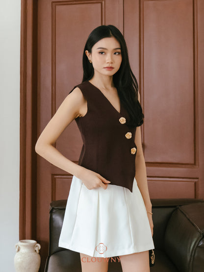 Bianca Asymmetric Vest - Coffee