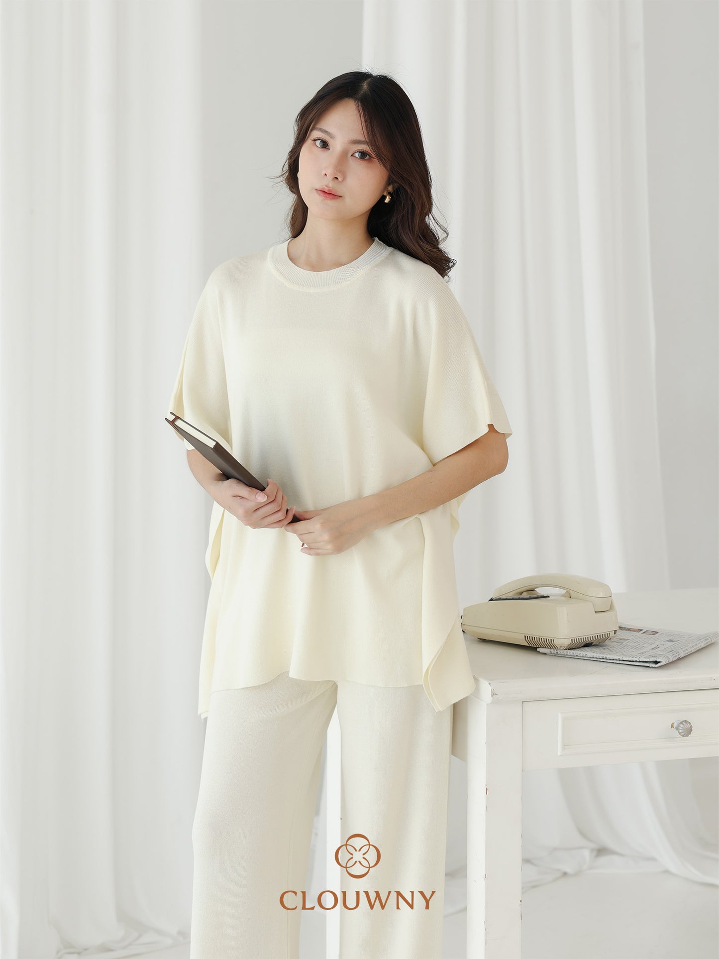 Joel Batwing Knit Set - Broken White