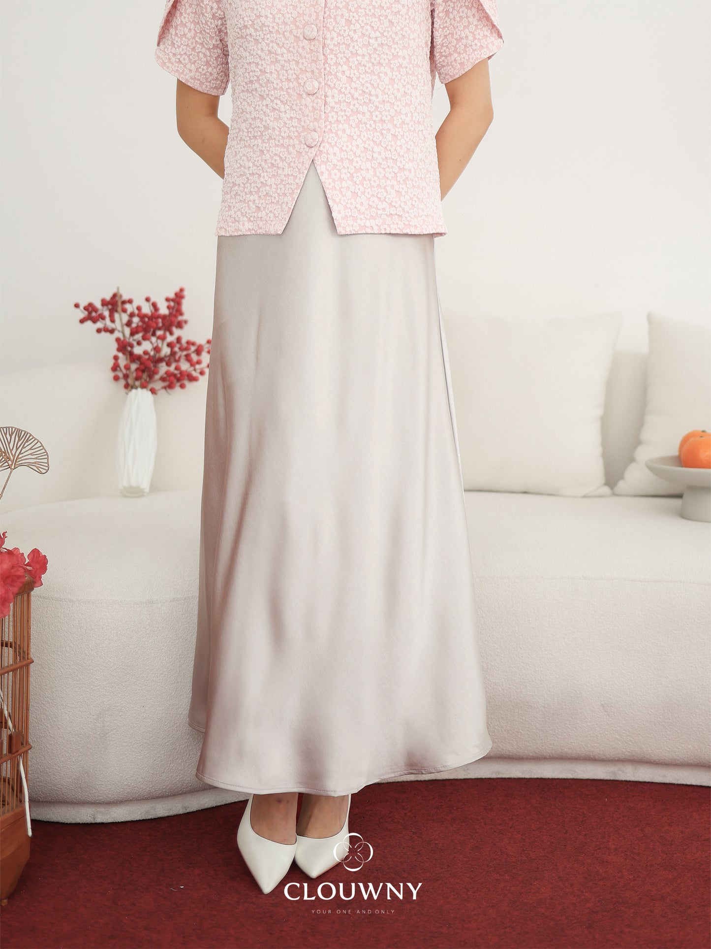 Briela Long Skirt - Pearl Silver