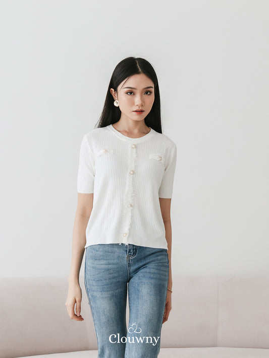 Briana Knit Top - White