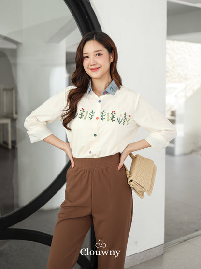 Lavena Button Shirt - Cream