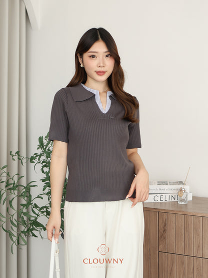 Raquel Combi Knit Top - Dark Grey