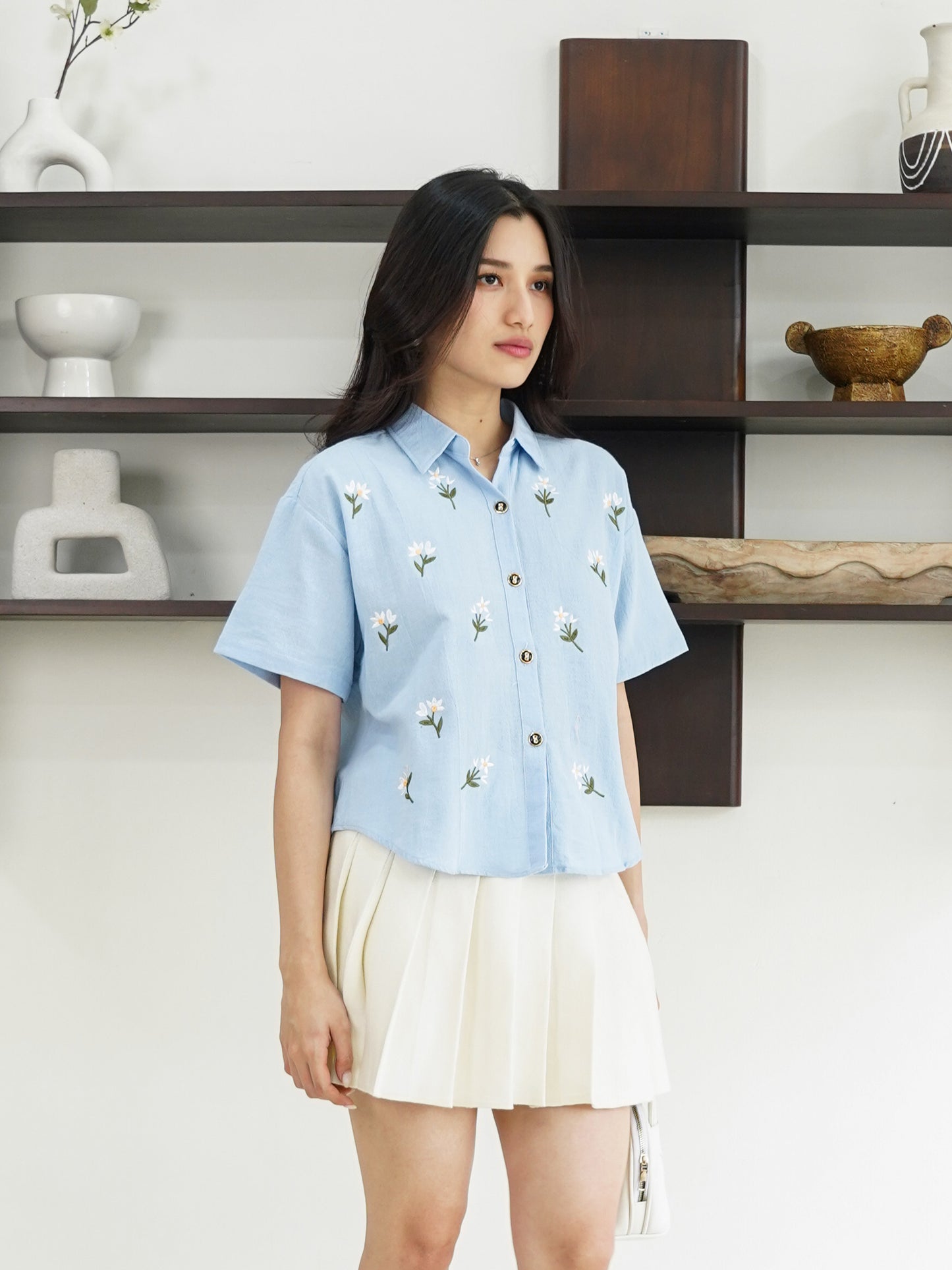 Riley Mini Flower Shirt - Blue