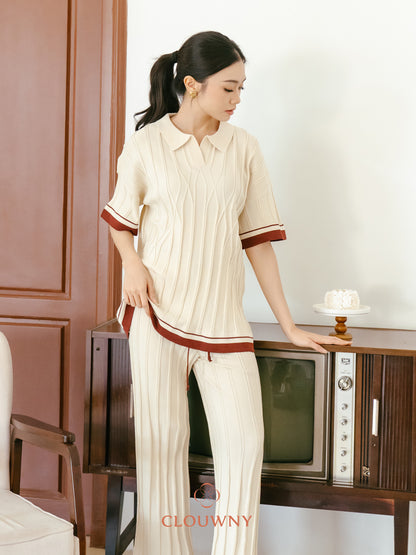 Aureli Collar Knit Set - Cream