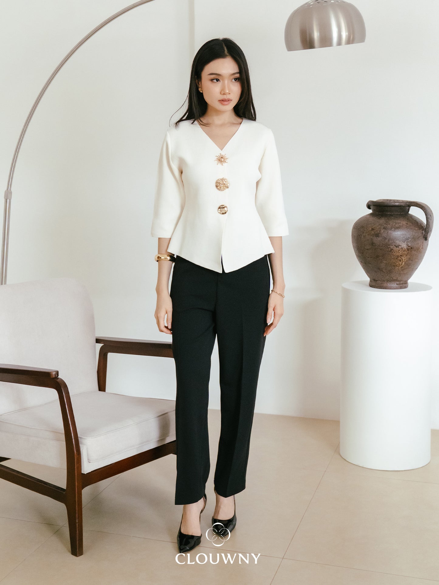 Helios Midisleeve Top - Cream