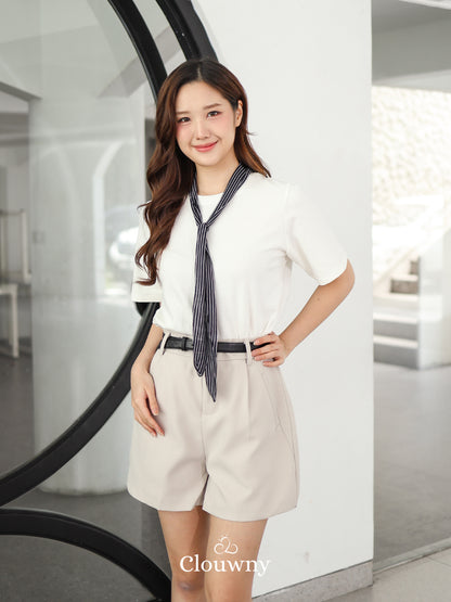 Lucas Scarf Knit Top - White