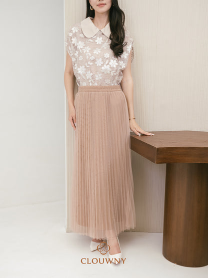 Onyva Tutu Pleats Skirt - Khaki