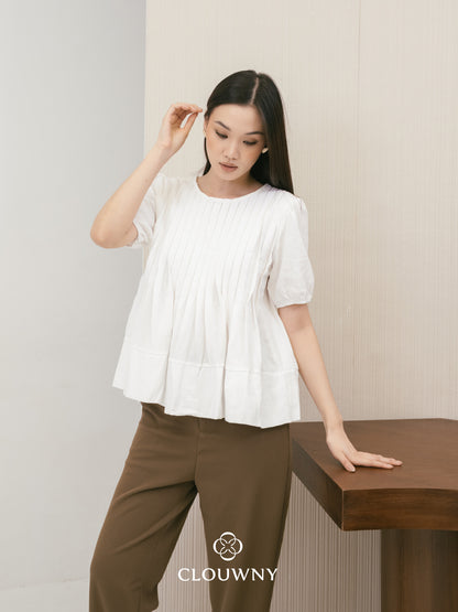 Elysia Pleated Top - White