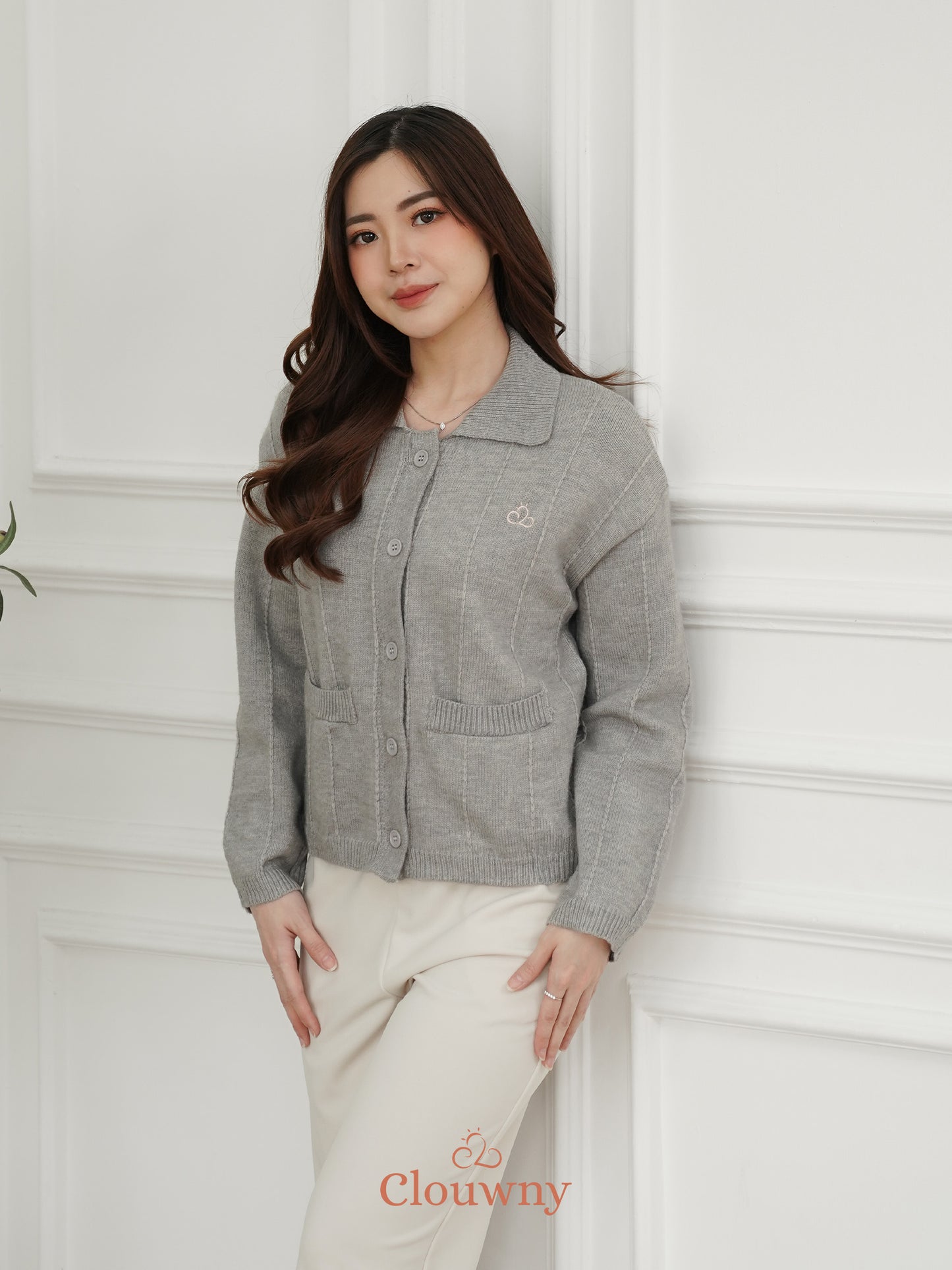 Gratia Pocket Knit Cardigan - Grey