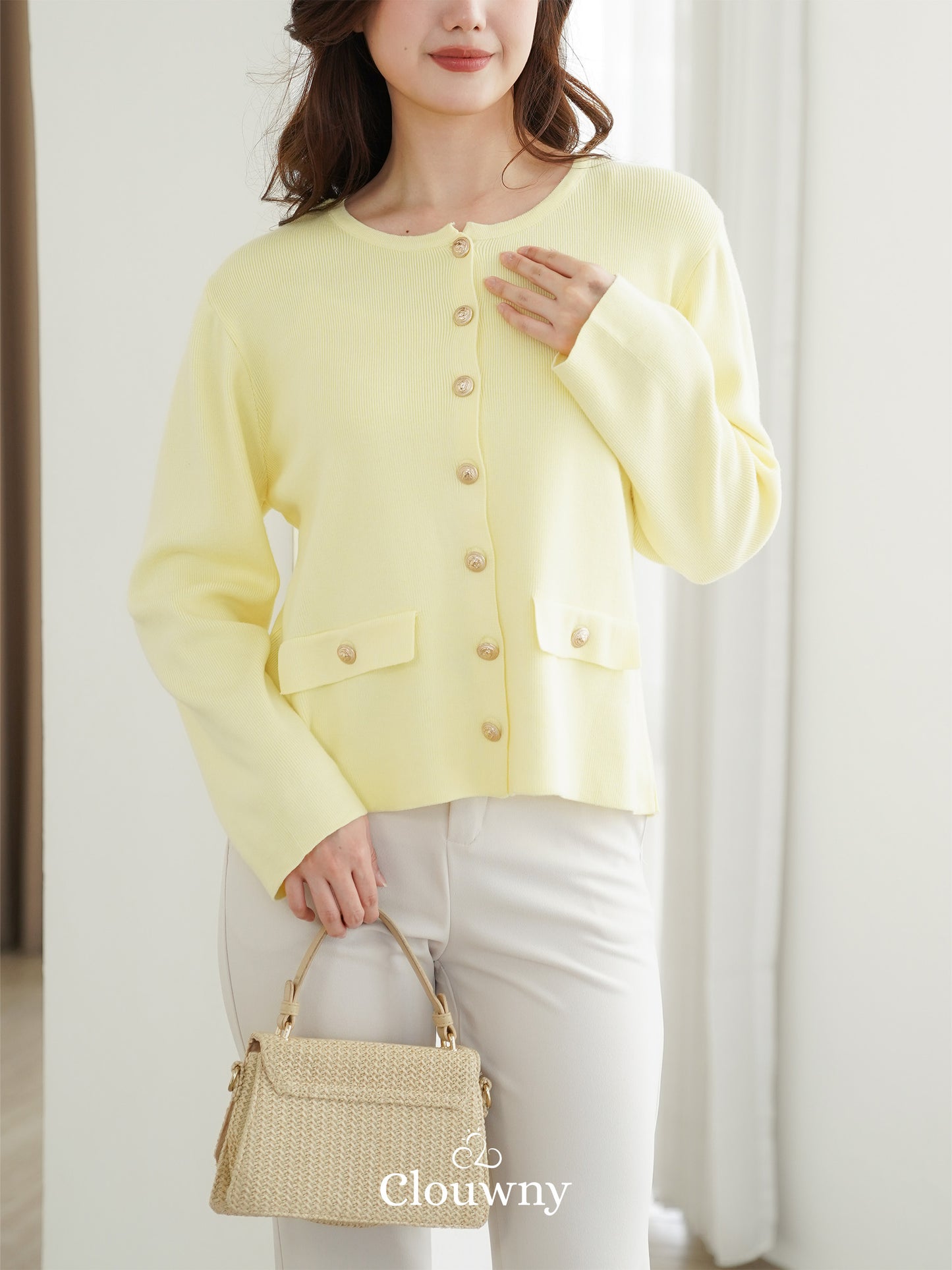 Luxen Button Cardigan - Yellow