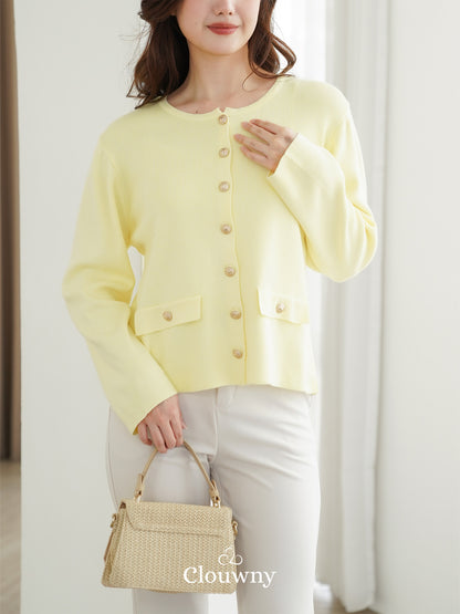 Luxen Button Cardigan - Yellow