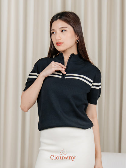 Mia Stripes Top - Black